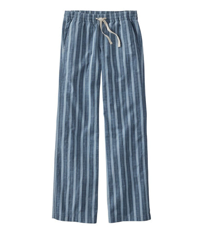 Women's Lakewashed Pull-On Chinos, Mid-Rise Wide-Leg Stripe Chambray / L.L.Bean