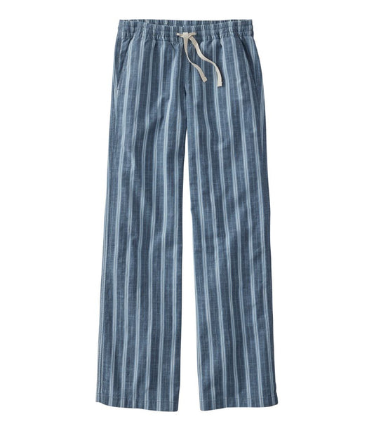 Women's Lakewashed Pull-On Chinos, Mid-Rise Wide-Leg Stripe Chambray / L.L.Bean