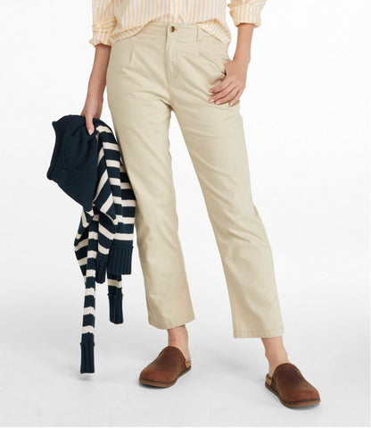 Women's Signature Easy-Cotton Pleated Chinos, Ankle / L.L.Bean
