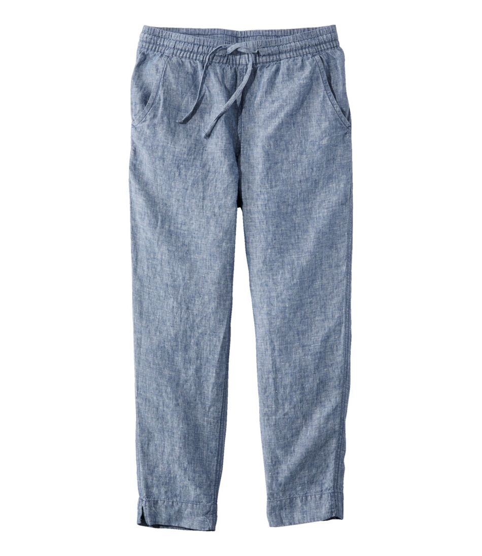 Women's Premium Linen Pull-On Ankle Pants, Mid-Rise Tapered-Leg / L.L.Bean