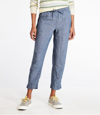 Women's Premium Linen Pull-On Ankle Pants, Mid-Rise Tapered-Leg / L.L.Bean