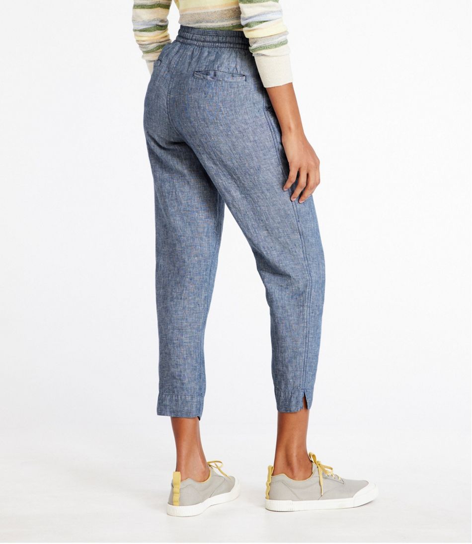 Women's Premium Linen Pull-On Ankle Pants, Mid-Rise Tapered-Leg / L.L.Bean