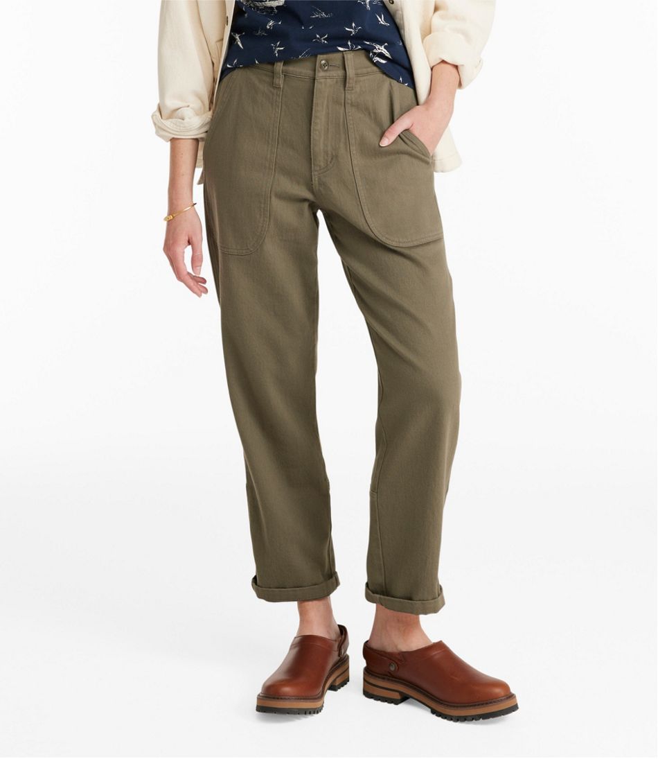 Women's Signature Washed Cotton Barrel Pants, High-Rise Tapered Leg / L.L.Bean