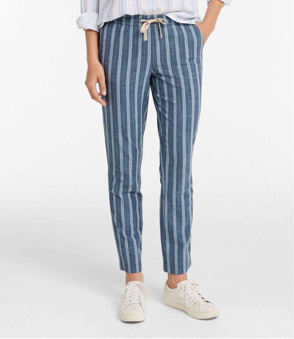 Women's Lakewashed Pull-On Chinos, Mid-Rise Tapered-Leg Chambray Ankle Pants / L.L.Bean