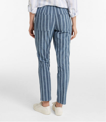 Women's Lakewashed Pull-On Chinos, Mid-Rise Tapered-Leg Chambray Ankle Pants / L.L.Bean