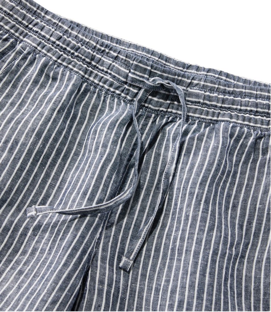 Women's Premium Linen Pull-On Ankle Pants, Mid-Rise Tapered-Leg Stripe / L.L.Bean