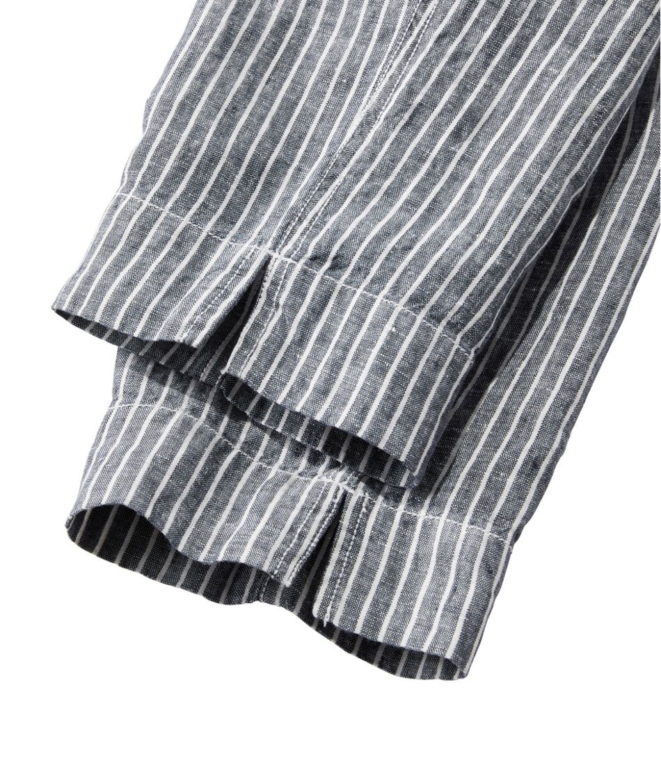 Women's Premium Linen Pull-On Ankle Pants, Mid-Rise Tapered-Leg Stripe / L.L.Bean