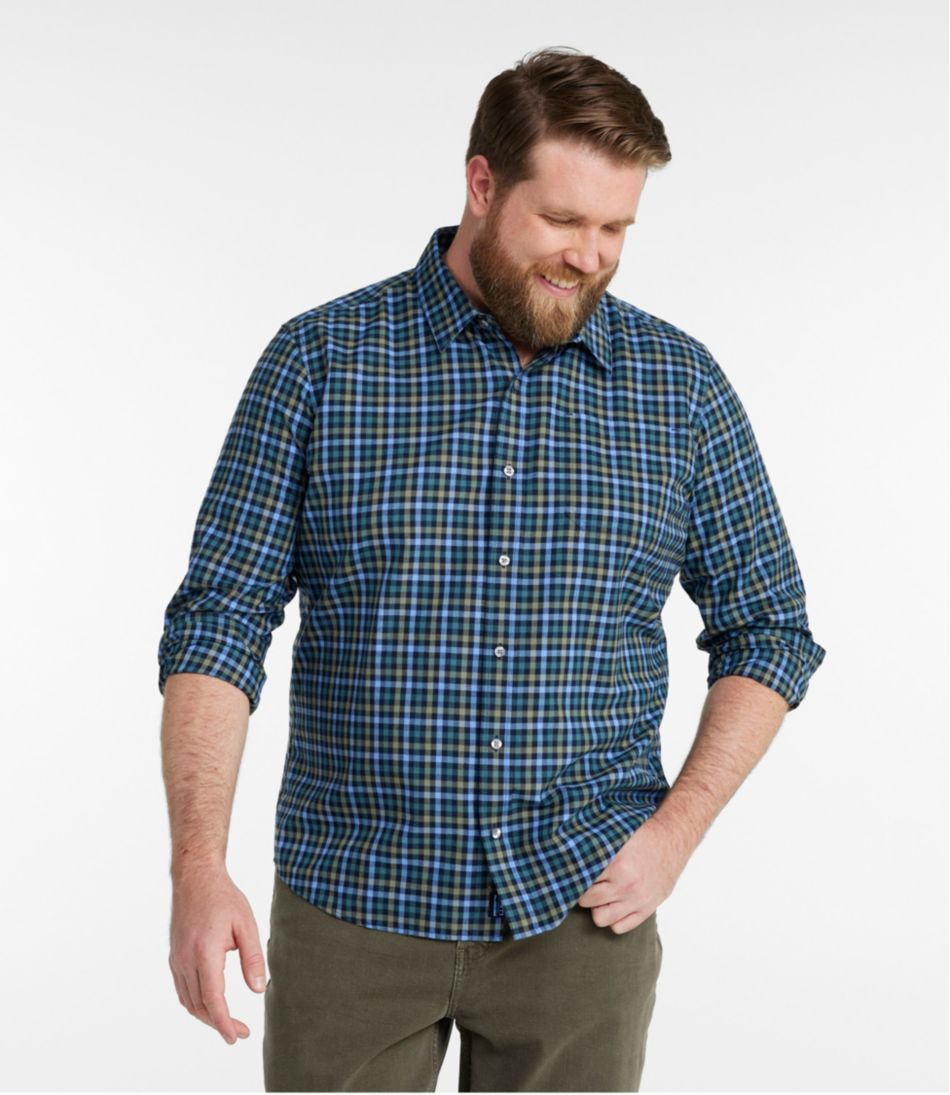 Men's Wrinkle-Free Ultrasoft Brushed Cotton Shirt, Long-Sleeve, Slightly Fitted Untucked Fit / L.L.Bean