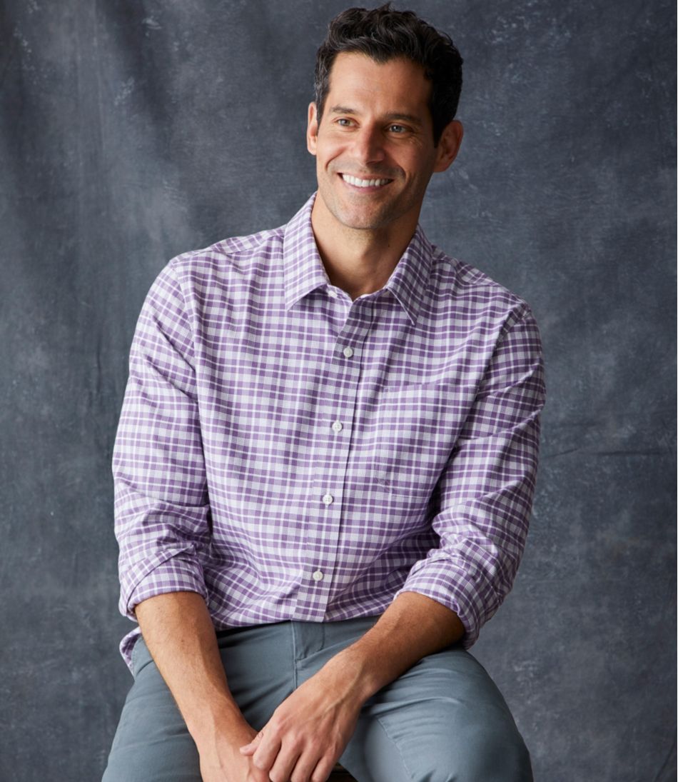 Men's Wrinkle-Free Ultrasoft Brushed Cotton Shirt, Long-Sleeve, Slightly Fitted Untucked Fit / L.L.Bean