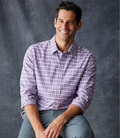 Men's Wrinkle-Free Ultrasoft Brushed Cotton Shirt, Long-Sleeve, Slightly Fitted Untucked Fit / L.L.Bean