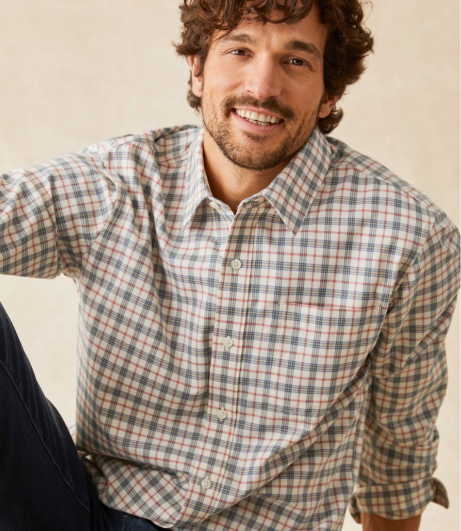 Men's Wrinkle-Free Ultrasoft Brushed Cotton Shirt, Long-Sleeve, Slightly Fitted Untucked Fit / L.L.Bean