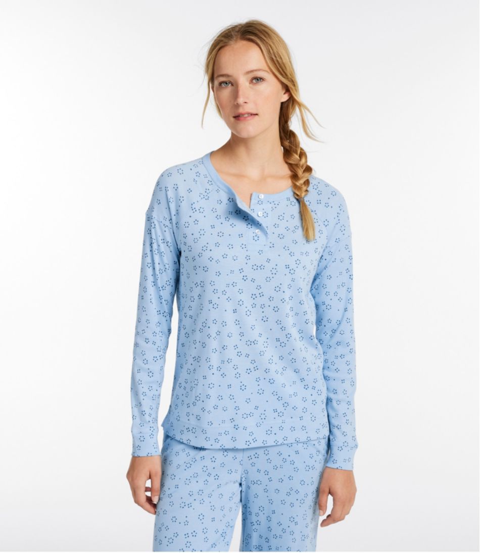 Women's Restorative Sleepwear, Long-Sleeve Henley Print / L.L.Bean