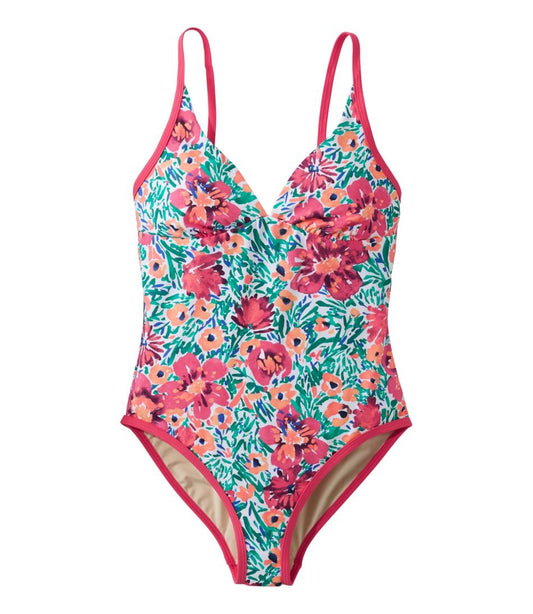 Women's Coastal Essentials Swimwear, V-Neck Tanksuit Print / L.L.Bean