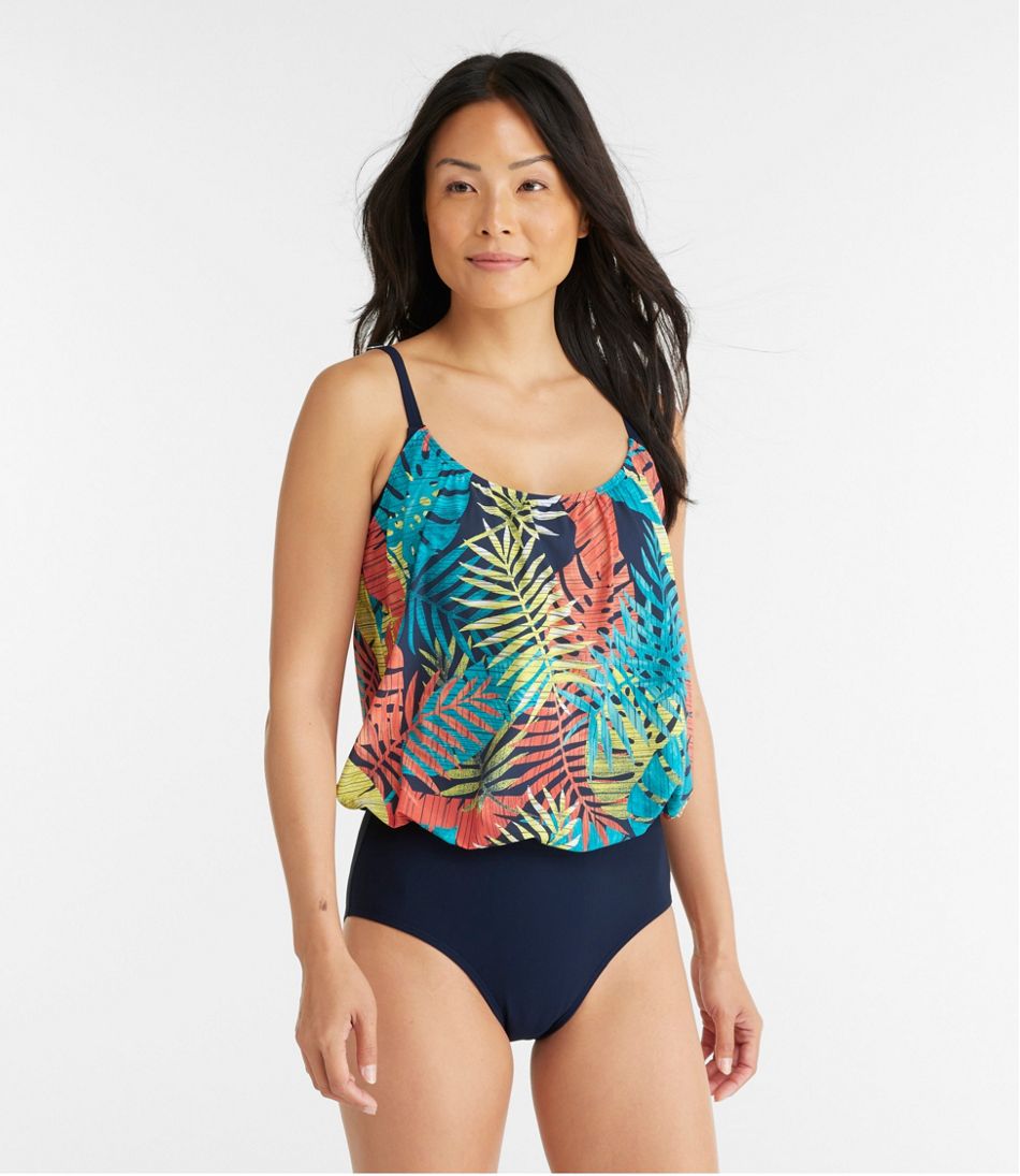 Women's Shaping Swimwear, Blouson Tanksuit Print / L.L.Bean