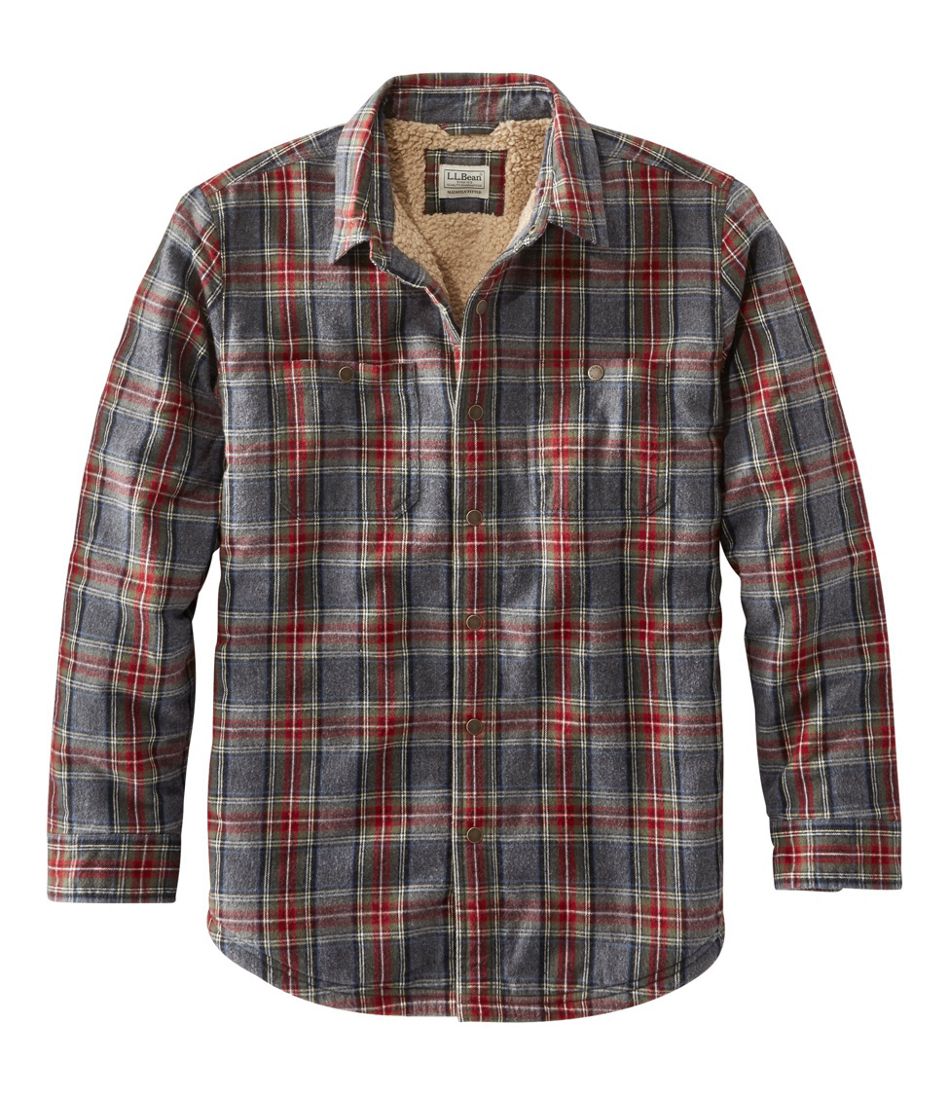 Men's Sherpa-Lined Scotch Plaid Shirt, Slightly Fitted / L.L.Bean