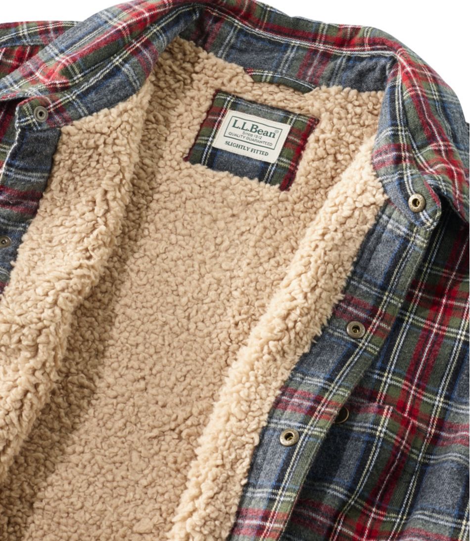 Men's Sherpa-Lined Scotch Plaid Shirt, Slightly Fitted / L.L.Bean