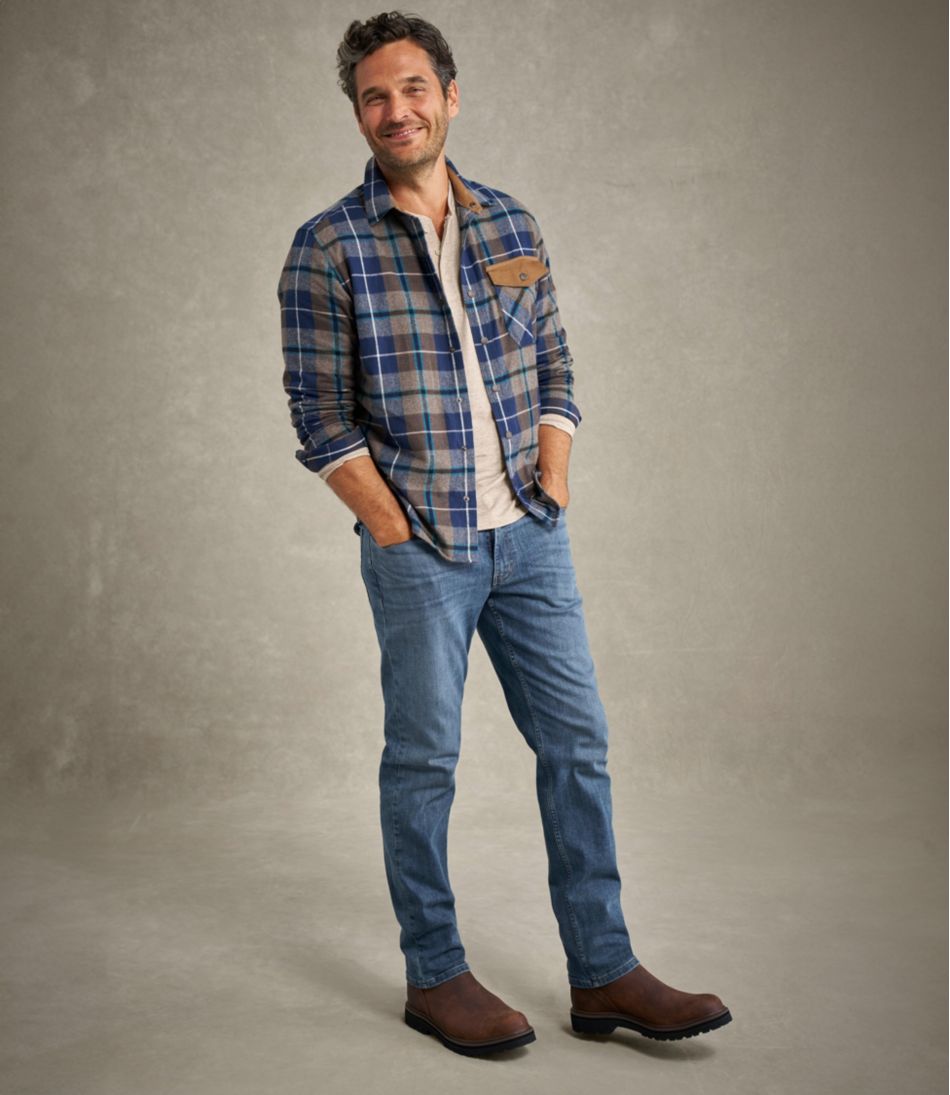 Men's Scotch Plaid Flannel Shirt, Snap-Front, Slightly Fitted Untucked Fit / L.L.Bean