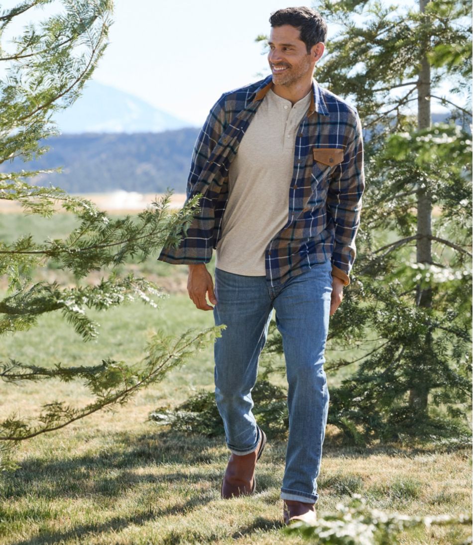 Men's Scotch Plaid Flannel Shirt, Snap-Front, Slightly Fitted Untucked Fit / L.L.Bean