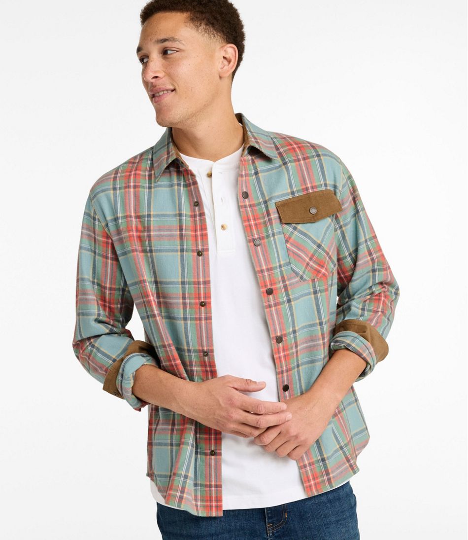 Men's Scotch Plaid Flannel Shirt, Snap-Front, Slightly Fitted Untucked Fit / L.L.Bean