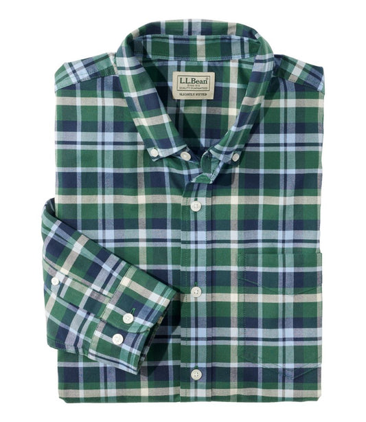 Men's Comfort Stretch® Oxford Shirt, Slightly Fitted Untucked Fit, Plaid / L.L.Bean