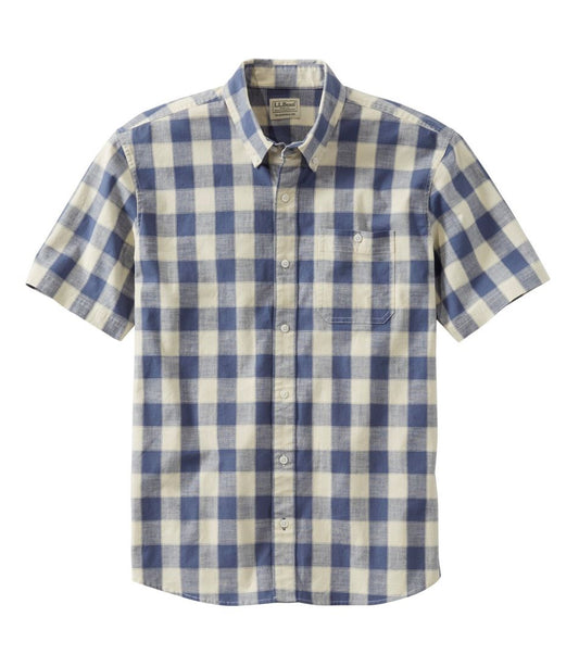 Men's Comfort Stretch® Chambray Shirt, Traditional Untucked Fit, Short-Sleeve, Plaid / L.L.Bean