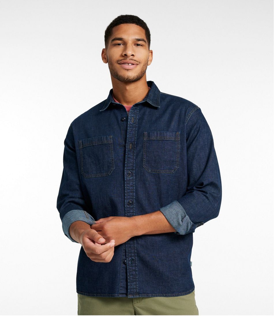 Men's BeanFlex® Denim Shirt, Traditional Untucked Fit / L.L.Bean