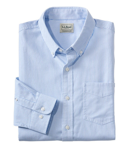Men's Comfort Stretch Oxford Shirt, Traditional Untucked Fit, Stripe / L.L.Bean