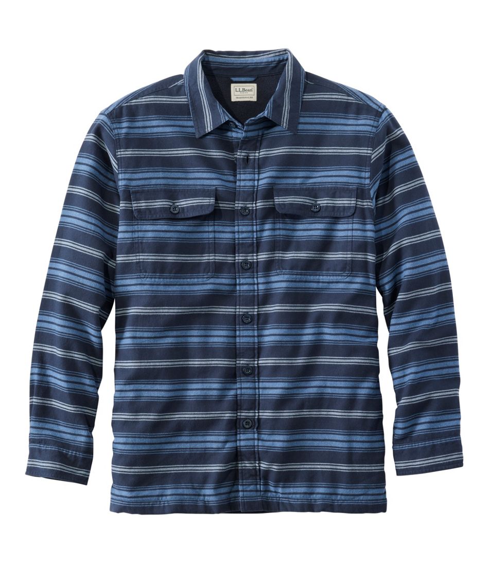 Men's Fleece-Lined Flannel Shirt, Traditional Fit, Stripe / L.L.Bean