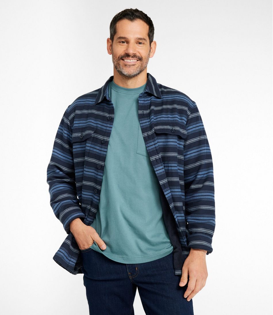 Men's Fleece-Lined Flannel Shirt, Traditional Fit, Stripe / L.L.Bean