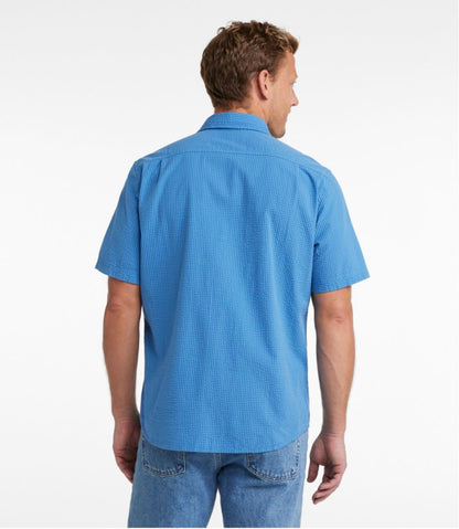 Men's Organic Cotton Seersucker Shirt, Short-Sleeve, Slightly Fitted, Plaid / L.L.Bean