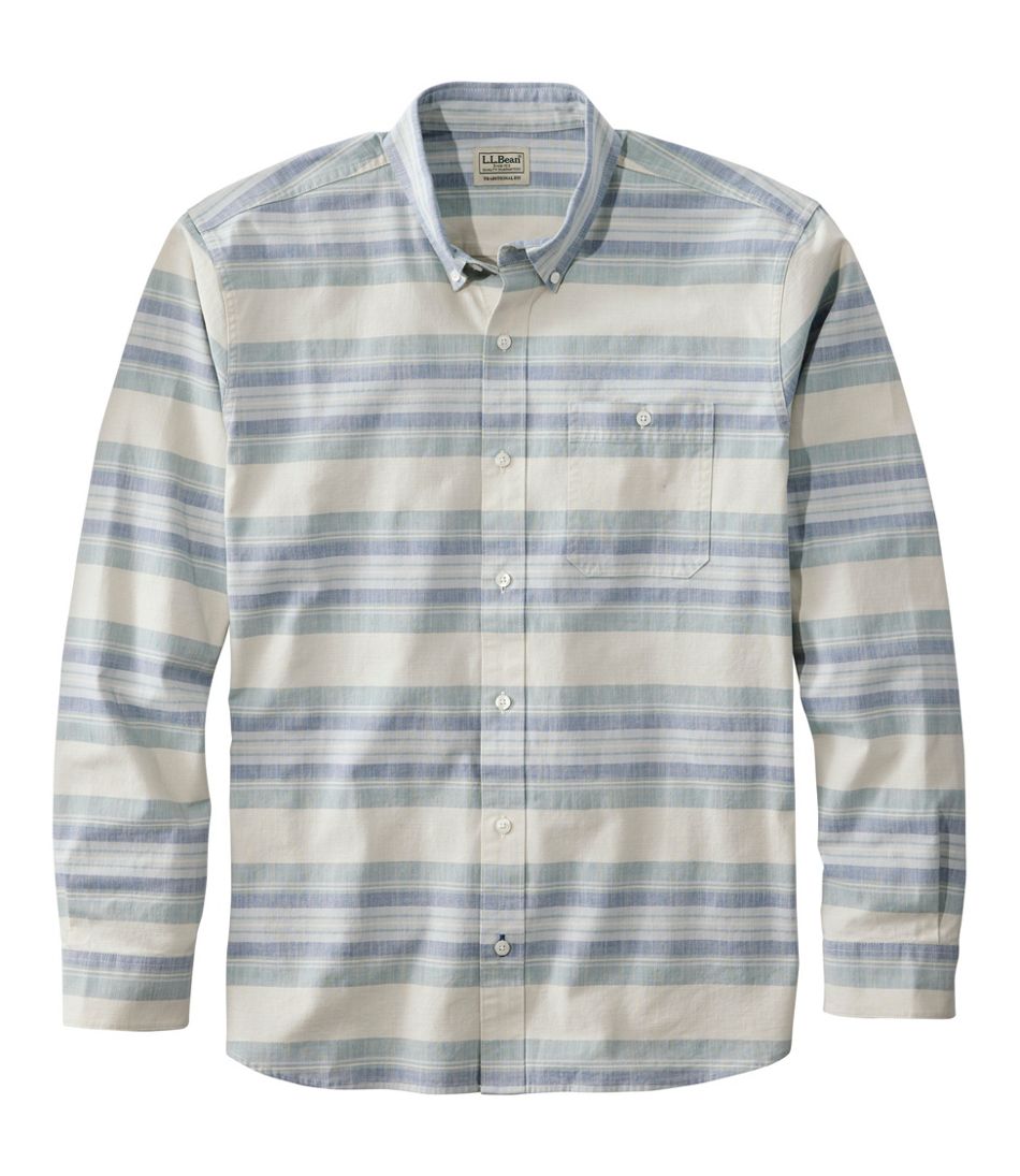 Men's Comfort Stretch Chambray Shirt, Traditional Untucked Fit, Long-Sleeve, Stripe / L.L.Bean