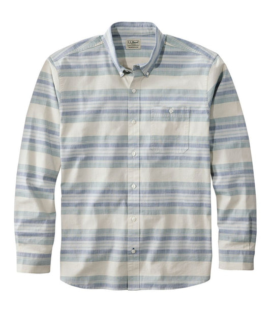 Men's Comfort Stretch Chambray Shirt, Traditional Untucked Fit, Long-Sleeve, Stripe / L.L.Bean