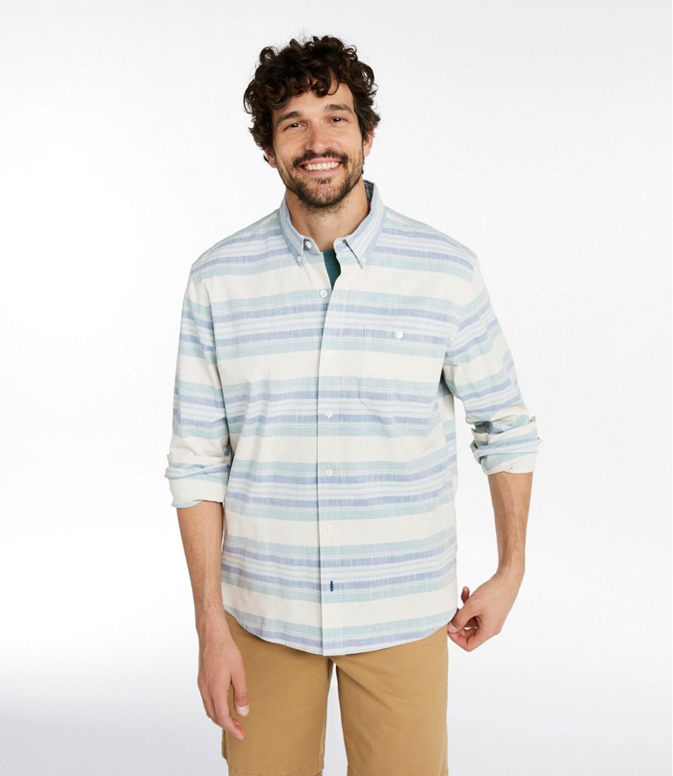 Men's Comfort Stretch Chambray Shirt, Traditional Untucked Fit, Long-Sleeve, Stripe / L.L.Bean