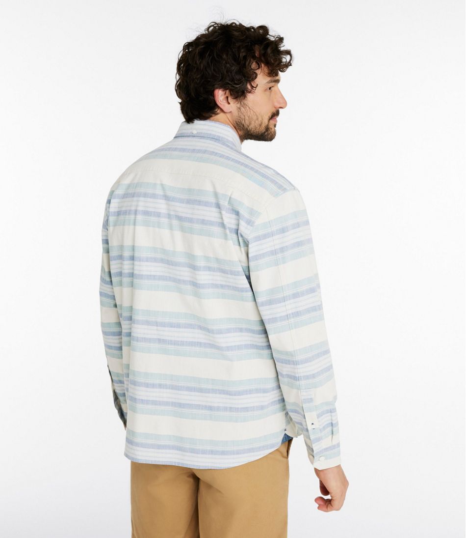 Men's Comfort Stretch Chambray Shirt, Traditional Untucked Fit, Long-Sleeve, Stripe / L.L.Bean