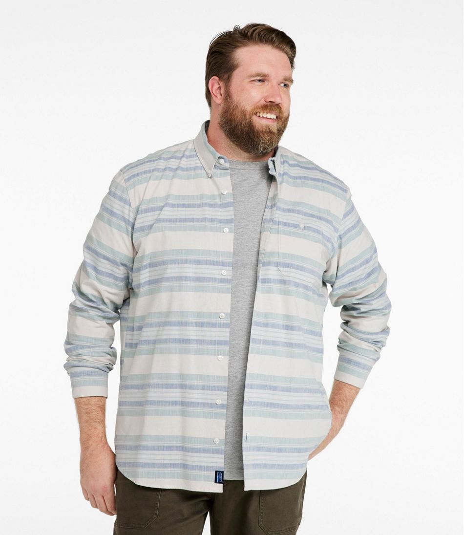 Men's Comfort Stretch Chambray Shirt, Traditional Untucked Fit, Long-Sleeve, Stripe / L.L.Bean