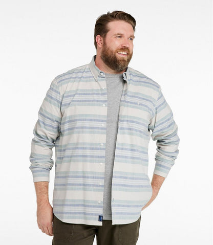 Men's Comfort Stretch Chambray Shirt, Traditional Untucked Fit, Long-Sleeve, Stripe / L.L.Bean