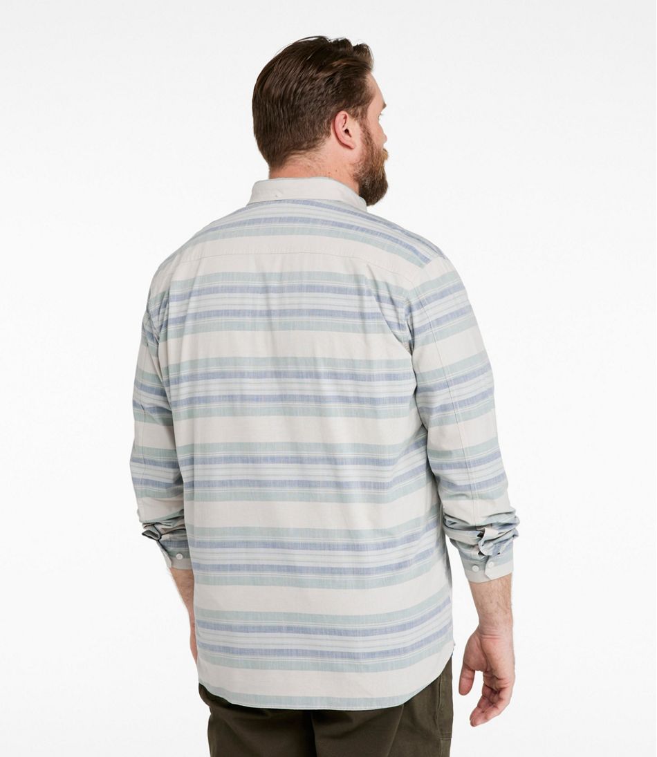 Men's Comfort Stretch Chambray Shirt, Traditional Untucked Fit, Long-Sleeve, Stripe / L.L.Bean