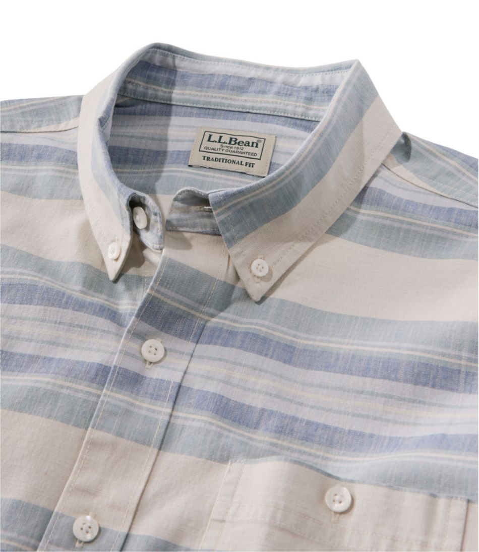 Men's Comfort Stretch Chambray Shirt, Traditional Untucked Fit, Long-Sleeve, Stripe / L.L.Bean