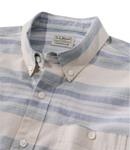 Men's Comfort Stretch Chambray Shirt, Traditional Untucked Fit, Long-Sleeve, Stripe / L.L.Bean