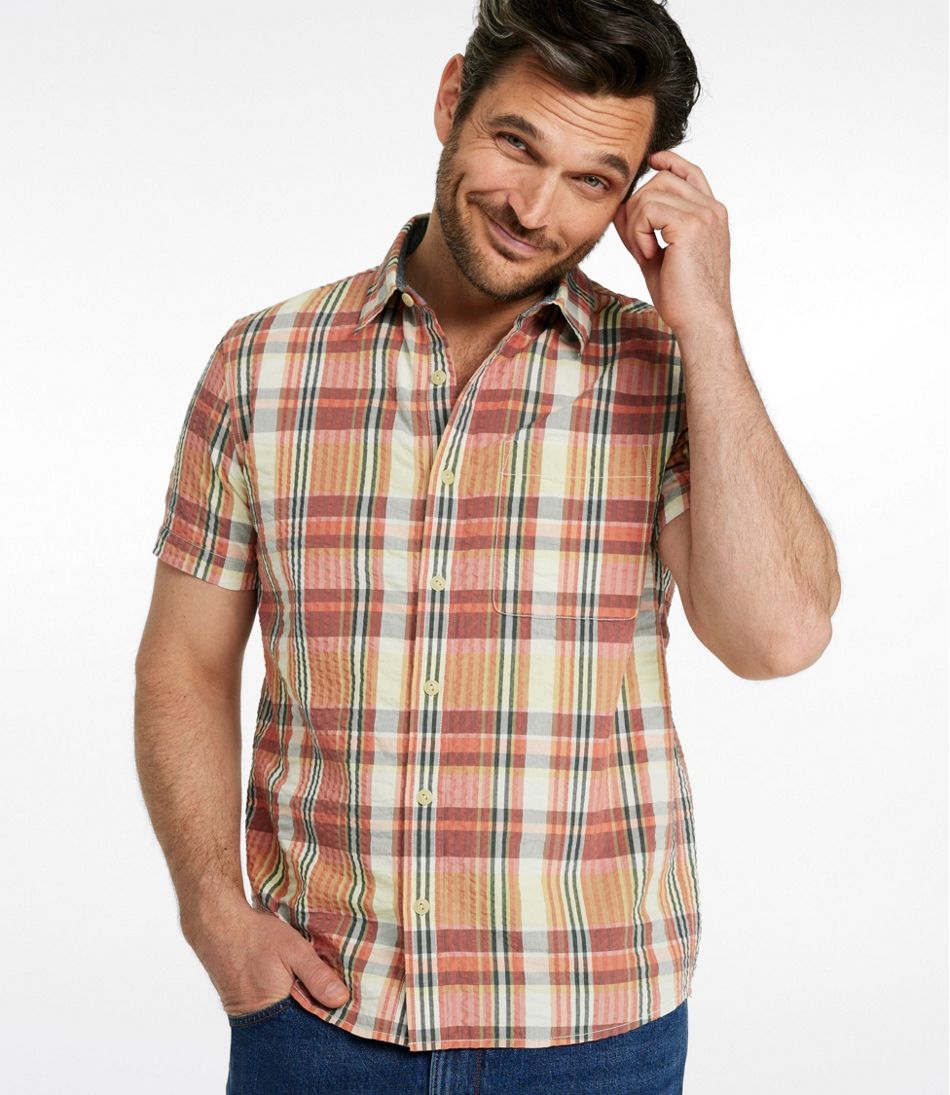 Men's Signature Seersucker Madras Shirt, Slightly Fitted, Short-Sleeve / L.L.Bean