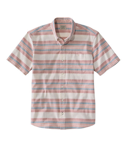 Men's Comfort Stretch Chambray Shirt, Traditional Untucked Fit, Short-Sleeve, Stripe / L.L.Bean
