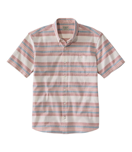Men's Comfort Stretch Chambray Shirt, Traditional Untucked Fit, Short-Sleeve, Stripe / L.L.Bean