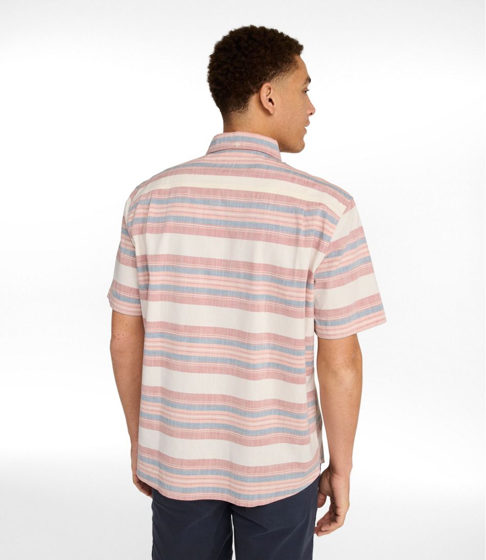 Men's Comfort Stretch Chambray Shirt, Traditional Untucked Fit, Short-Sleeve, Stripe / L.L.Bean