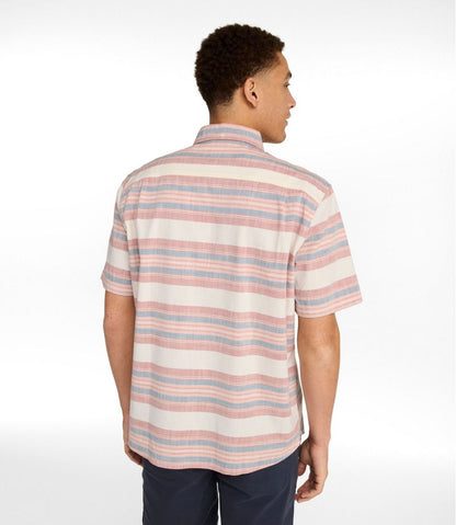 Men's Comfort Stretch Chambray Shirt, Traditional Untucked Fit, Short-Sleeve, Stripe / L.L.Bean