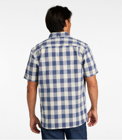 Men's Comfort Stretch® Chambray Shirt, Slightly Fitted Untucked Fit, Short-Sleeve, Plaid / L.L.Bean
