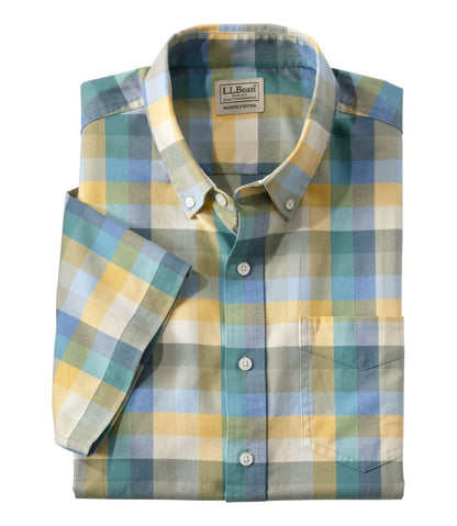 Men's Comfort Stretch® Oxford, Slightly Fitted Untucked Fit, Short-Sleeve, Plaid / L.L.Bean