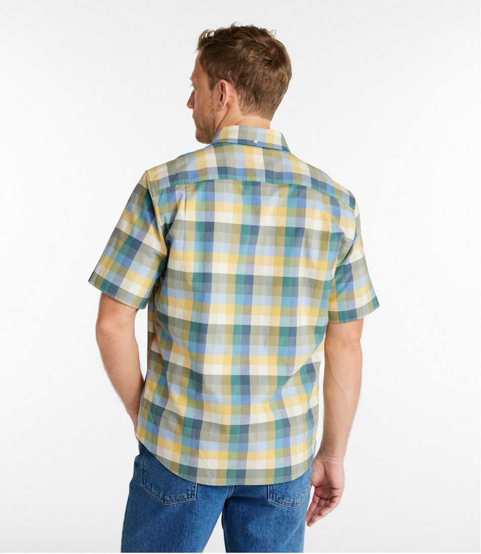 Men's Comfort Stretch® Oxford, Slightly Fitted Untucked Fit, Short-Sleeve, Plaid / L.L.Bean