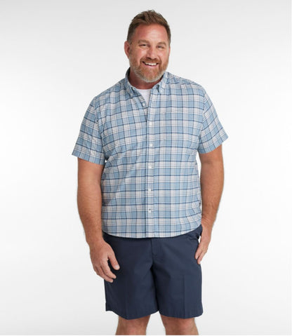 Men's Comfort Stretch® Oxford, Slightly Fitted Untucked Fit, Short-Sleeve, Plaid / L.L.Bean