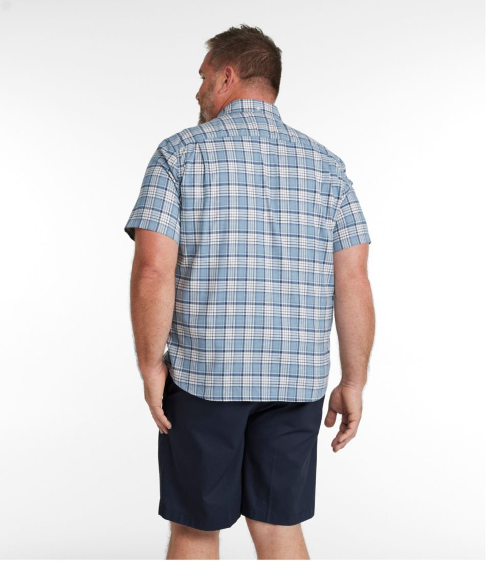 Men's Comfort Stretch® Oxford, Slightly Fitted Untucked Fit, Short-Sleeve, Plaid / L.L.Bean