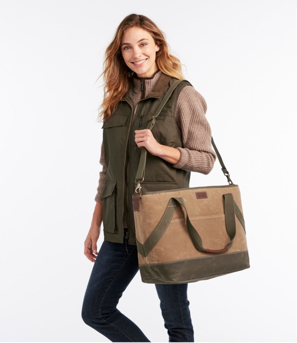 Insulated Waxed-Canvas Tote, Large / L.L.Bean